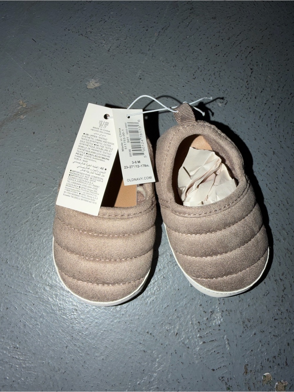 Old Navy Baby Quilted Slip-On Shoes in Taupe